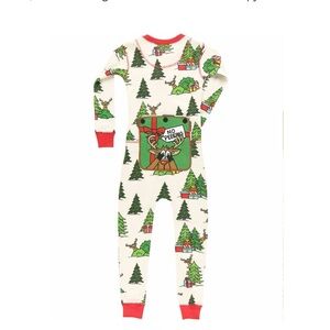 Lazy One Holiday No Peeking' mens union suit One-Piece Pajamas Cream Green 3XL